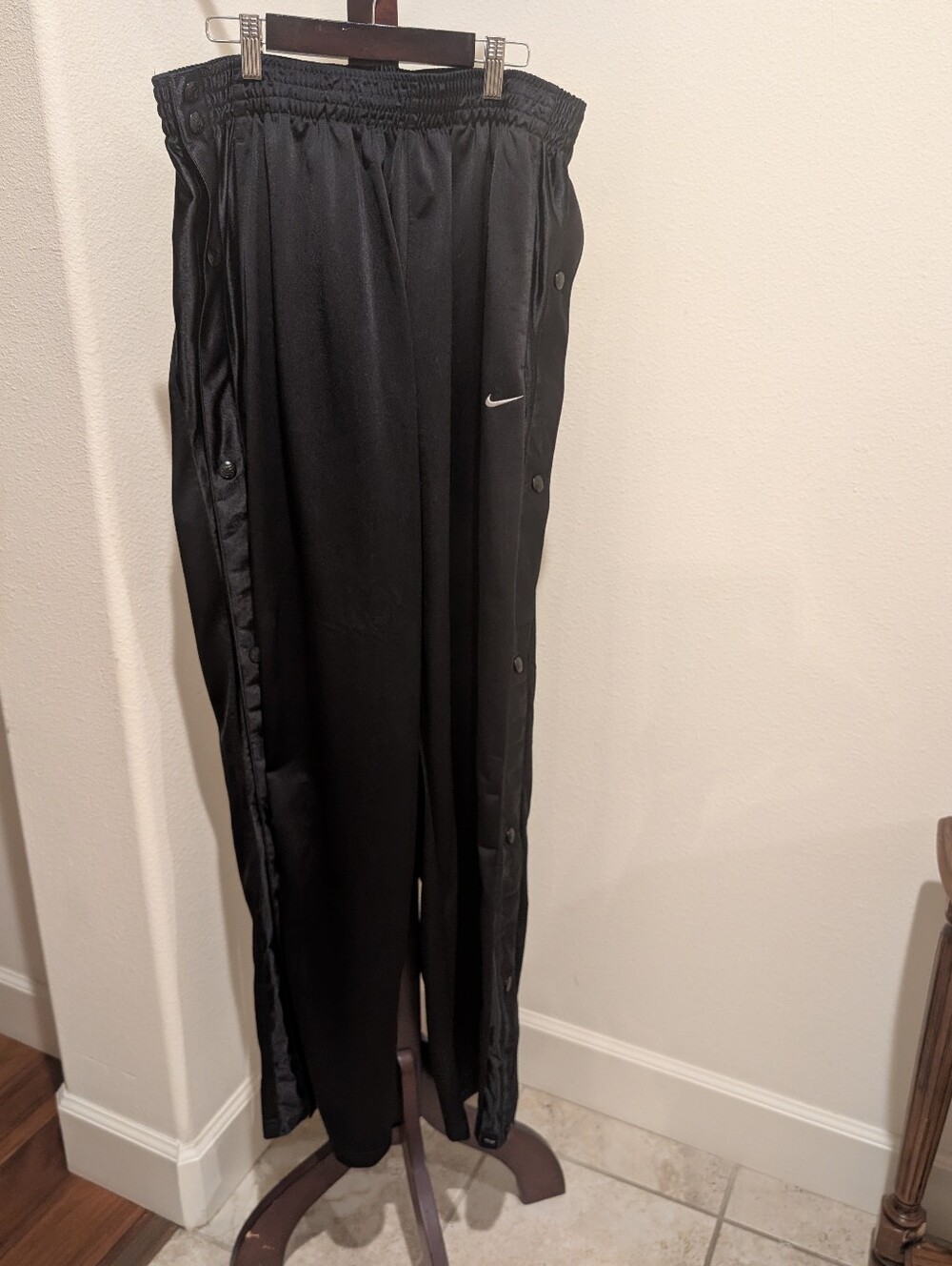 Nike Black Snap-Button Side-Opening Track Pants, Size XXL